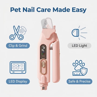 2 in 1 Pet Nail Trimmer Electric Dog Nail Grinder with 2 LED Lights USB Rechargeable Cat Nail Clipper Suitable for Dogs and Cats