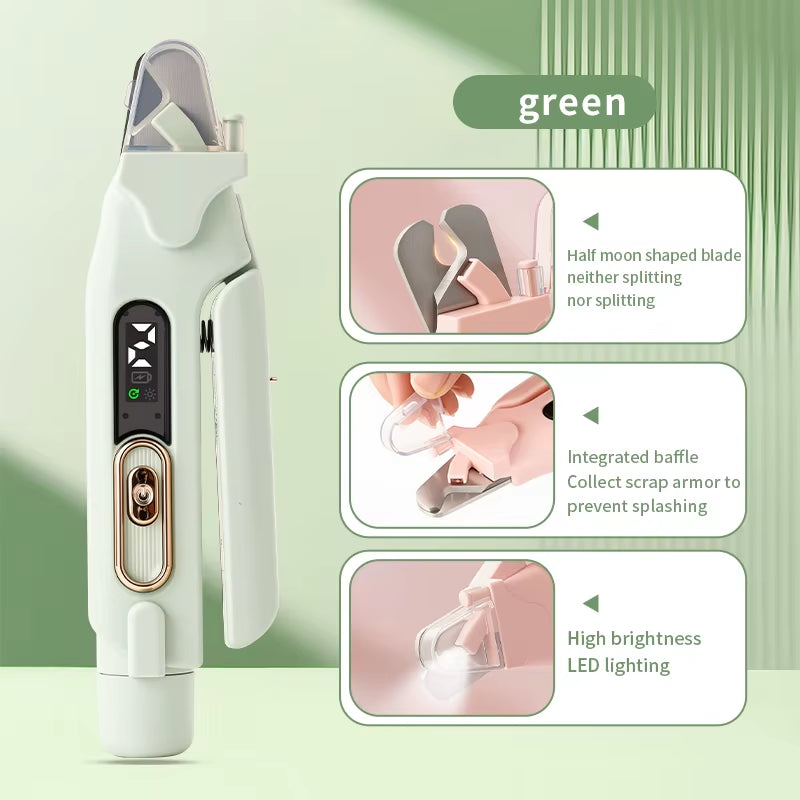 2 in 1 Pet Nail Trimmer Electric Dog Nail Grinder with 2 LED Lights USB Rechargeable Cat Nail Clipper Suitable for Dogs and Cats