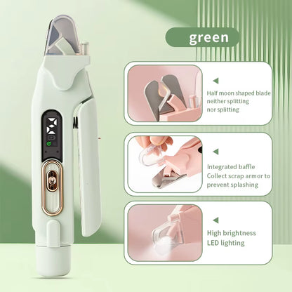 2 in 1 Pet Nail Trimmer Electric Dog Nail Grinder with 2 LED Lights USB Rechargeable Cat Nail Clipper Suitable for Dogs and Cats
