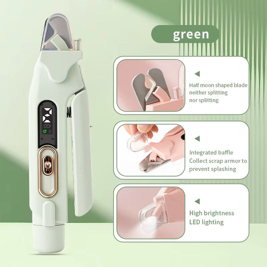2 in 1 Pet Nail Trimmer Electric Dog Nail Grinder with 2 LED Lights USB Rechargeable Cat Nail Clipper Suitable for Dogs and Cats
