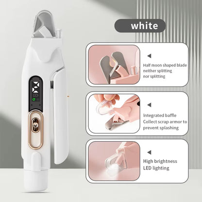 2 in 1 Pet Nail Trimmer Electric Dog Nail Grinder with 2 LED Lights USB Rechargeable Cat Nail Clipper Suitable for Dogs and Cats