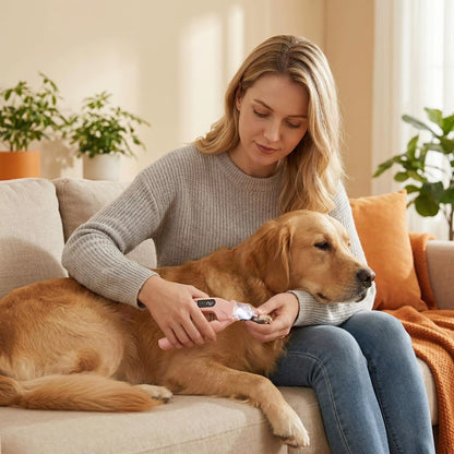 2 in 1 Pet Nail Trimmer Electric Dog Nail Grinder with 2 LED Lights USB Rechargeable Cat Nail Clipper Suitable for Dogs and Cats