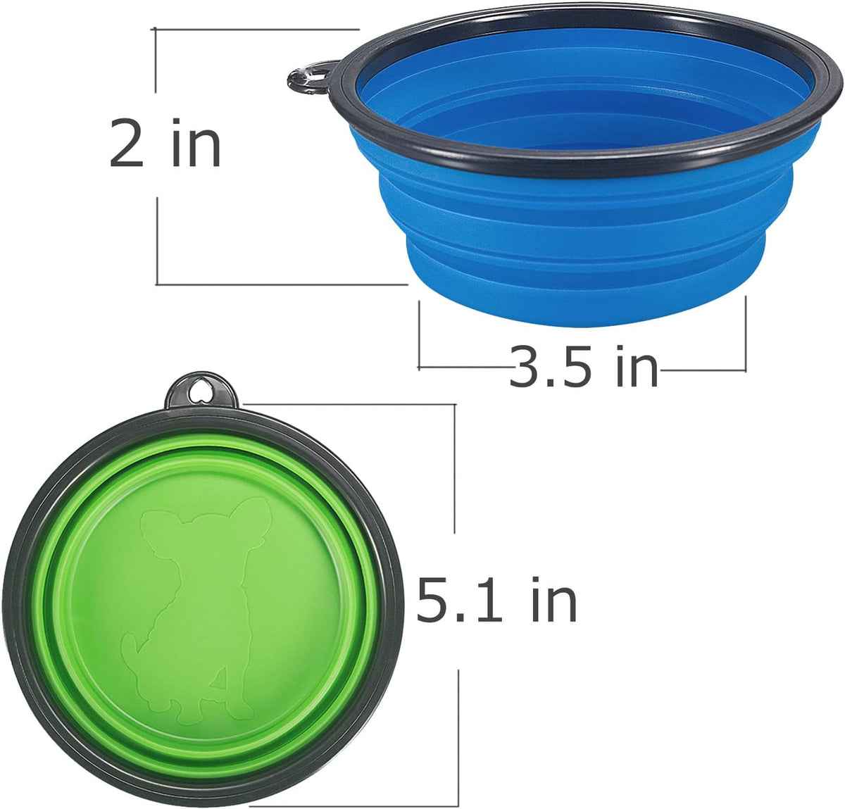 2-Pack Collapsible Dog Bowl, Foldable Expandable Cup Dish for Pet